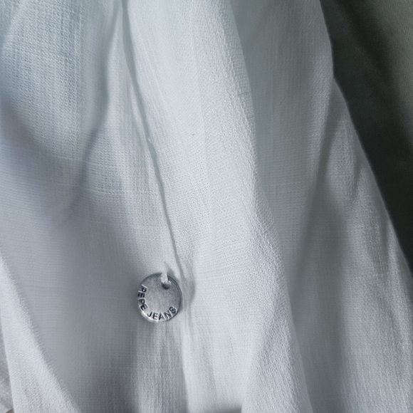 PEPE JEANS White Button Up Mesh Details Cottagecore Boho XS - Picture 9 of 11